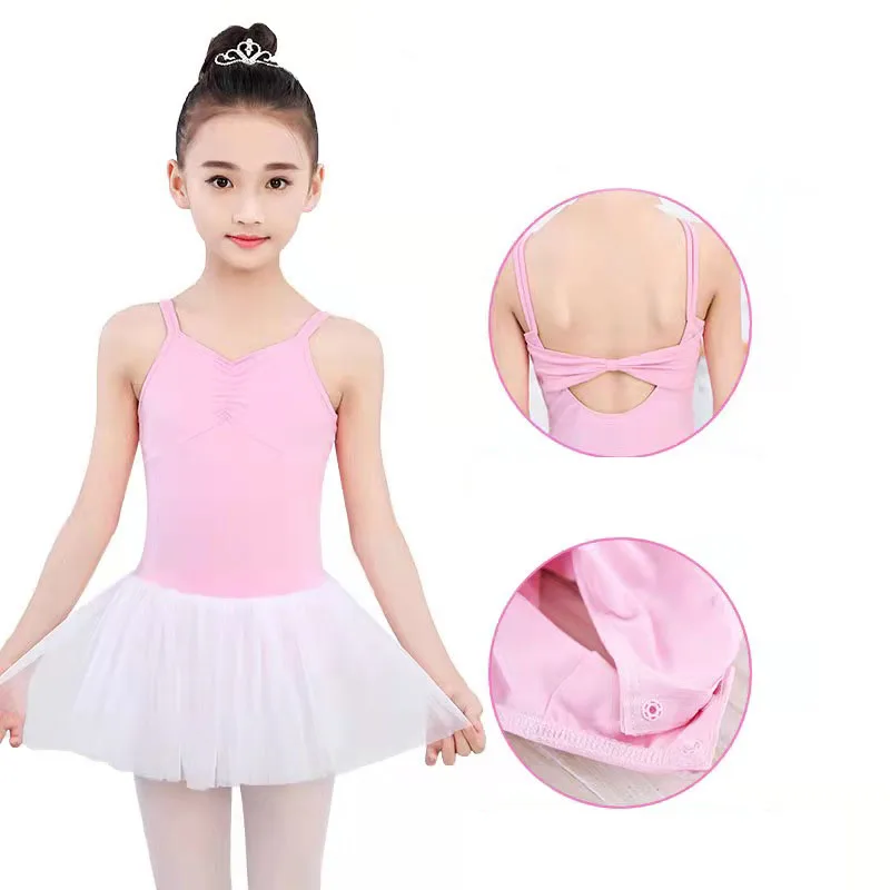 Leotardo de gimnasia para niñas, Ropa de baile, leotardos de algodón, Azul, Rosa