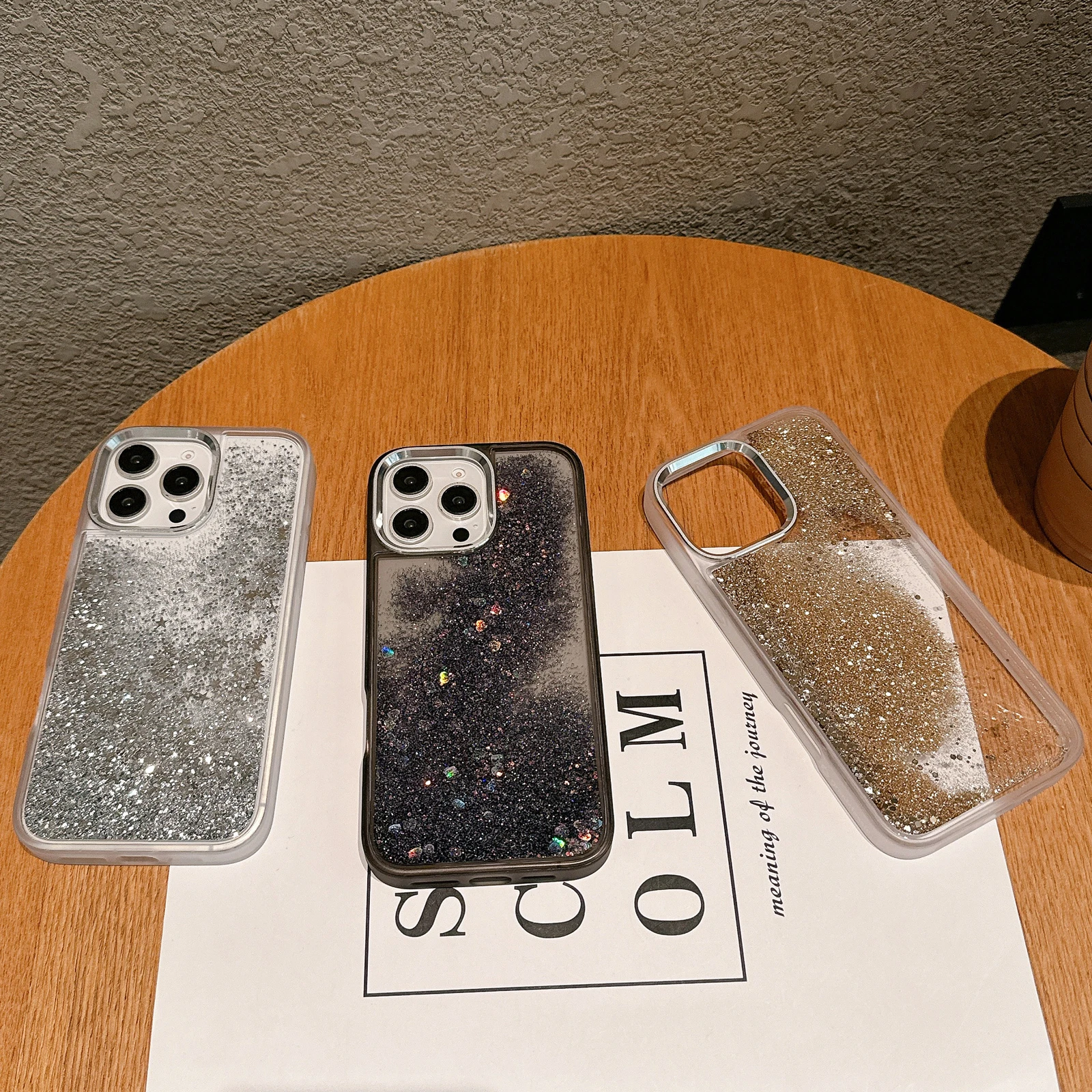 Shockproof Glitter Liquid Sand Quicksand Phone Case for iPhone 16 Pro Max, Metal Camera Colorful Bling Sequins Shiny Cover Funda