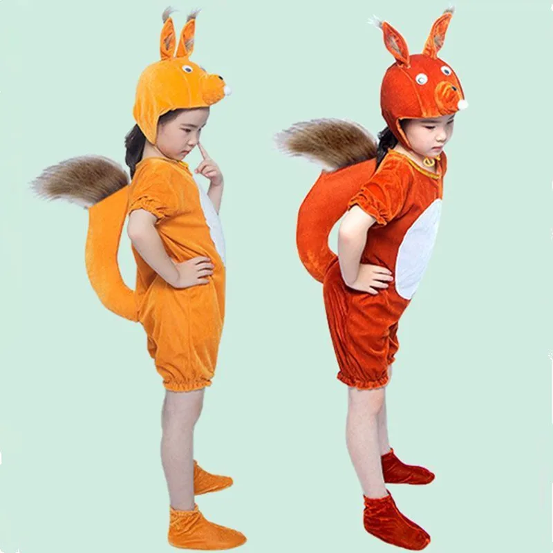 Disfraz de ardilla de manga corta para niños, disfraz de personaje de Animal, Cosplay de Halloween, ropa de actuación escolar