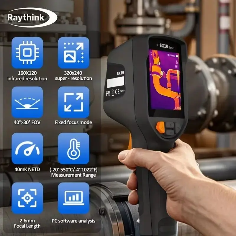 Raythink Ex10 Industrial Thermal Imager Super-resolution 320×240 Resolution 40mk NETD Infrared Camera For Electrical Equipment