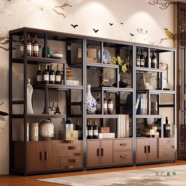 Dining Room Side Cabinet Wrought Iron Bogu Shelf Bookshelf Wine Shelf Wine Cabinet Shelf Screen Office Partition Cabinet Living