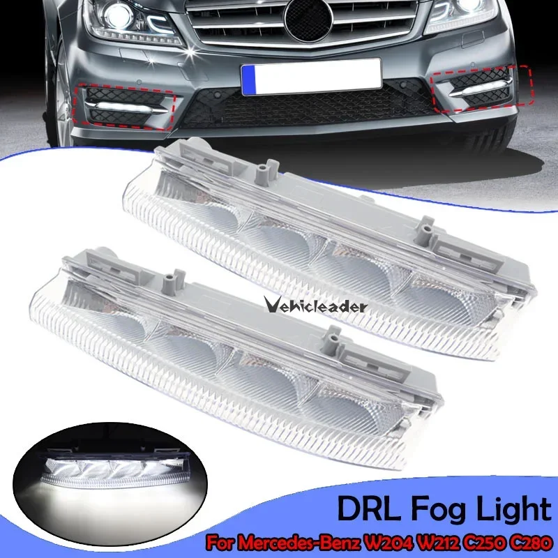 Car Front Left Right LED Daytime Running Lamp DRL Fog Light Signal indicator For Mercedes-Benz W204 W212 C250 C280 C350 E350