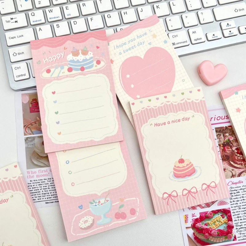 Büro- und Schulbedarf Rosa Dessert-Kuchen A7 Notizblock Ins Hochwertig Aussehendes Mädchenhaftes Herzförmiges Studenten-Notizbuch Kawaii Niedlich