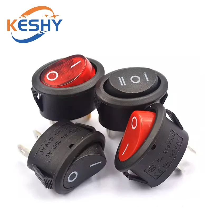 2PCS KCD7 Oval Switch 2 Pins 2 Gears / 3 Pins 3 Gears, Electric Kettle Rocker Power Switch Rocker Switch with/withou Light