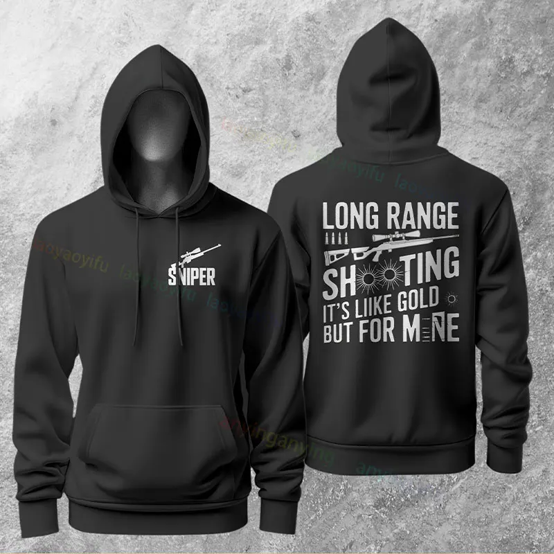 الرجال مضحك القديم قناص شعار جرافيك هوديس عارضة الفكاهة نمط طويل الأكمام البلوز هوديي مثالية لملابس الشارع في الهواء الطلق