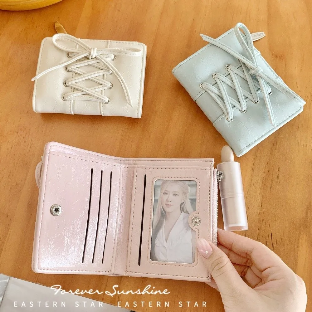 

New Folding Coin Purse Portable Strap Bow Credit Card Holder Zipper Coin Pouch Girl