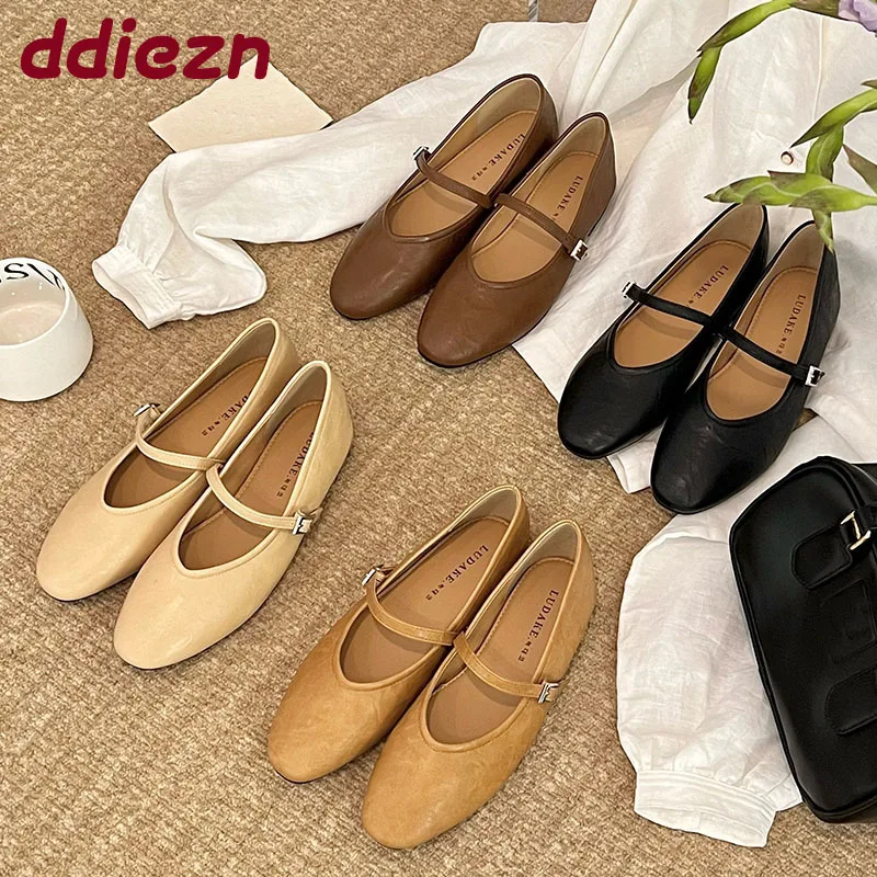 

Женские туфли Мэри Джейн на плоской подошве, повседневная обувь, мягкие модные женские балетки с круглым носком