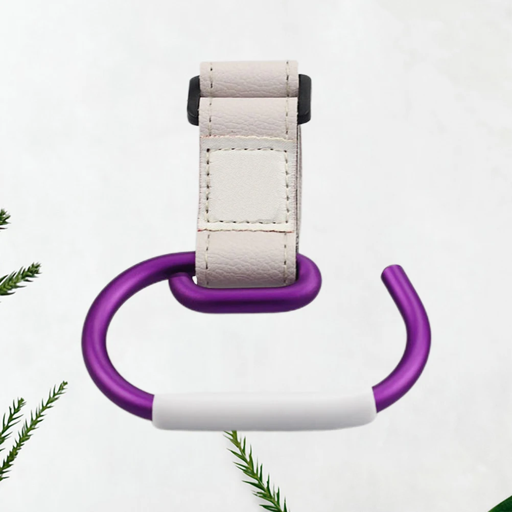 Gancho para cochecito de bebé, gancho para cochecito de alta resistencia, organizador de accesorios para cochecito, bolsas para pañales colgantes, bolso, carrito, uso en bicicleta, color morado
