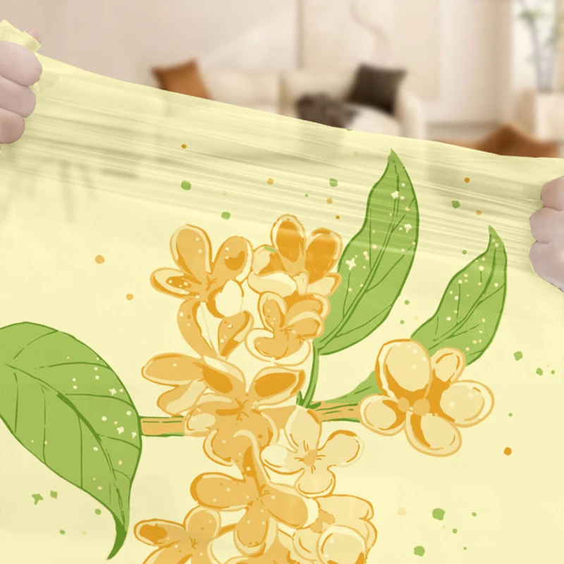 45x45cm Continuous Draw Garbage Bags – with Drawstring & Osmanthus Print, No-Tear Refill for Kitchen, Bathroom & Home Office TMZ