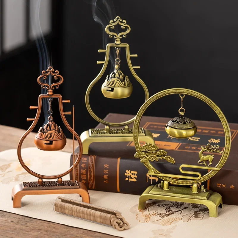 

Retro Incense Burner Hollow Out Alloy Hanging Incense Burner Household Incense Stick Ornament Lotus Burner Home Office Decor New