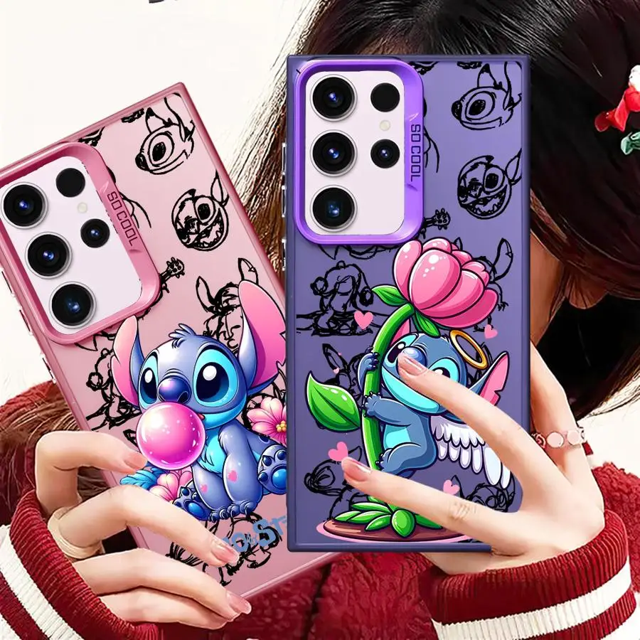 Disney Cute Stitch Phone Case for Samsung Galaxy S23 Ultra S20 FE S24 S25 Ultra S20 S22 Plus S21 FE Soft Luxury Cover