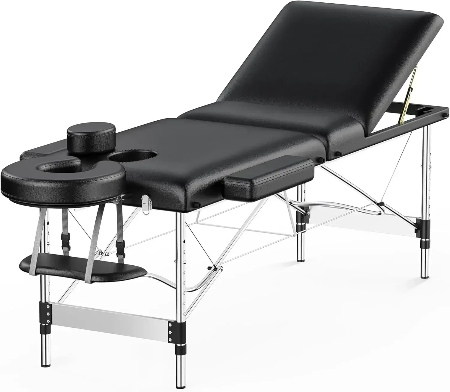 

Massage Table Portable 84" Long 24" Wide Professional 3 Sections Reclining Massage Bed Lash Bed (Black)