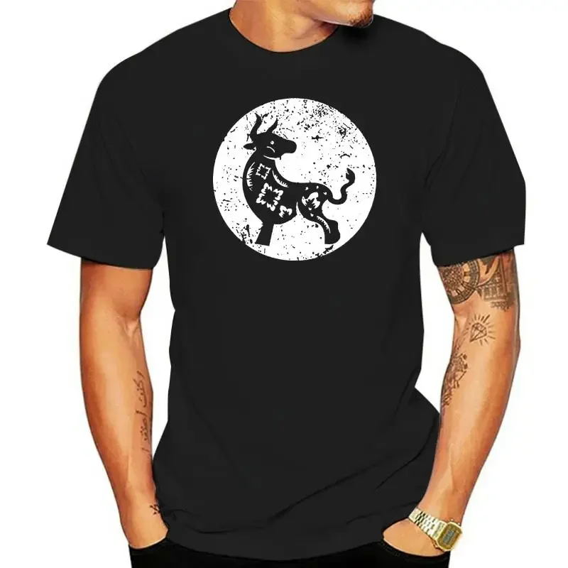 

OX CHINESE ZODIAC HOROSCOPE LUCKY WILDLIFE Mens Black Extended Long T-Shirt