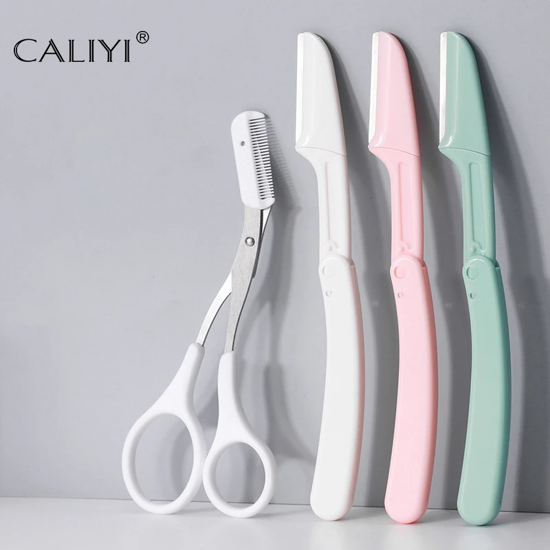 Tijeras para Recortar Cejas, Depiladora Facial, Navaja de Bolsillo, Perfilador de Cejas, Removedor de Vello Facial, 1/3/4 Piezas