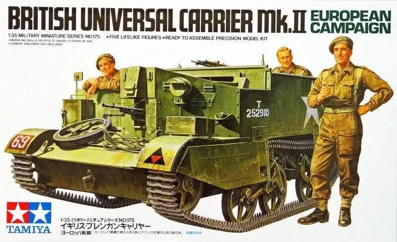 Tamiya 35175 1/35 Kit Modelo Britânico Universal Carrier Mk.II Campanha Europeia Modelo de Construção