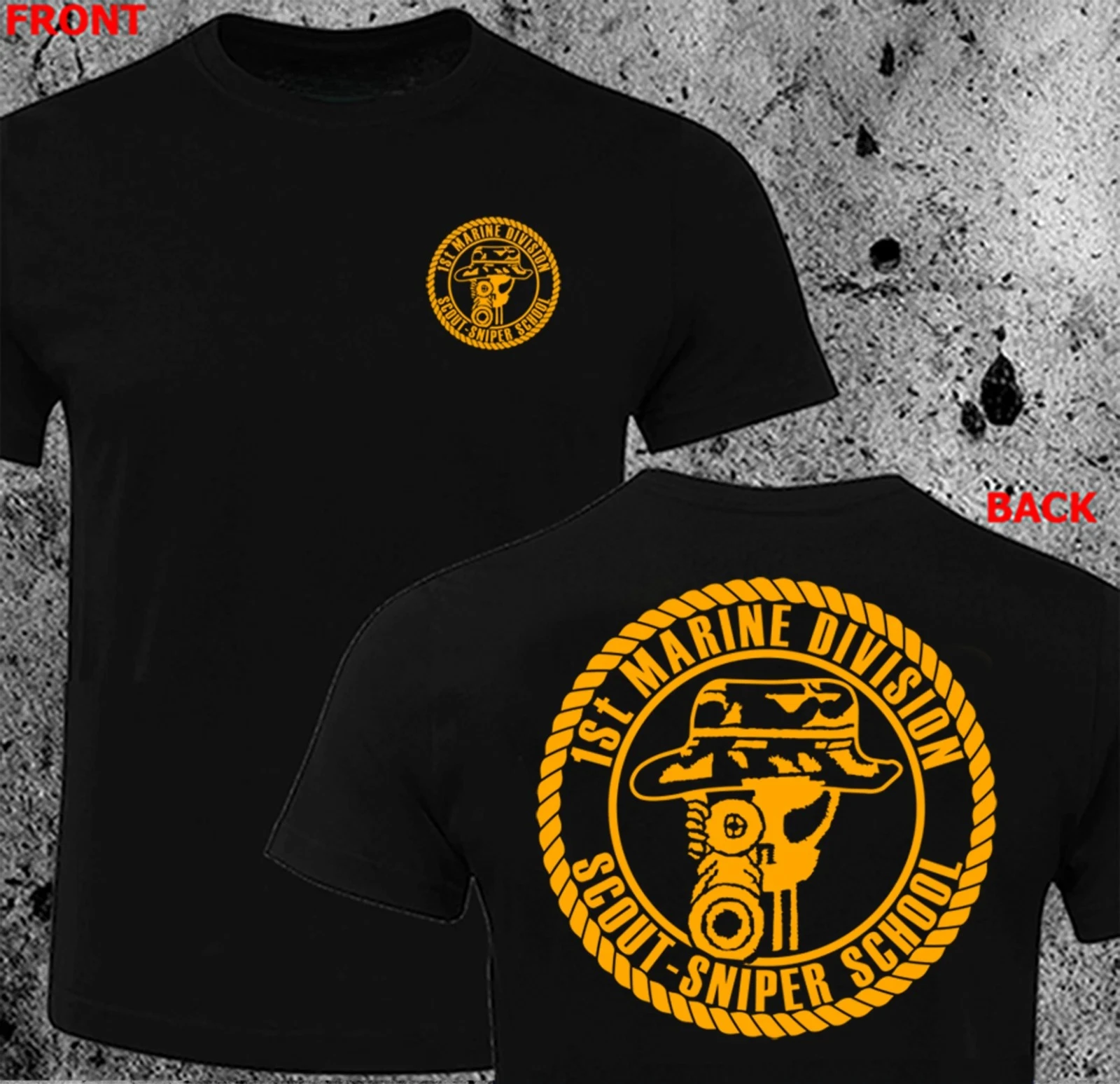 Scout Sniper School 1st Marines Division T-shirt Men's Tracksuit Cotton Casual Sportswear Crew Neck Pullover Short Sleeve Tops