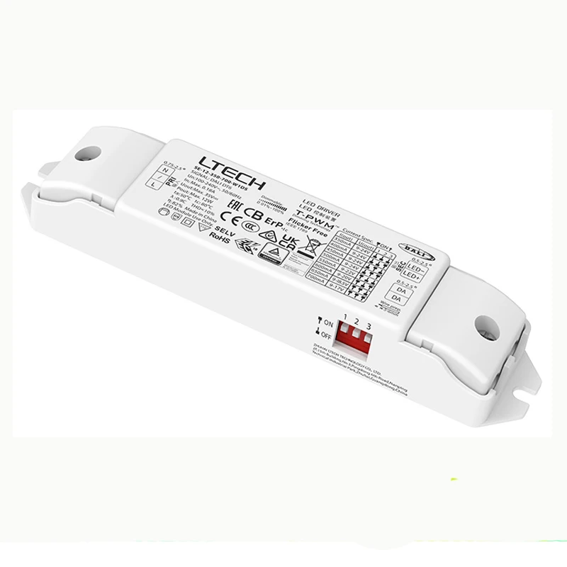 Nowy sterownik przyciemniania DALI, wejście AC100-240V, wyjście 100mA-700mA 10W 12W; T-PWM bez migotania CE możliwość ściemniania inteligentna moc