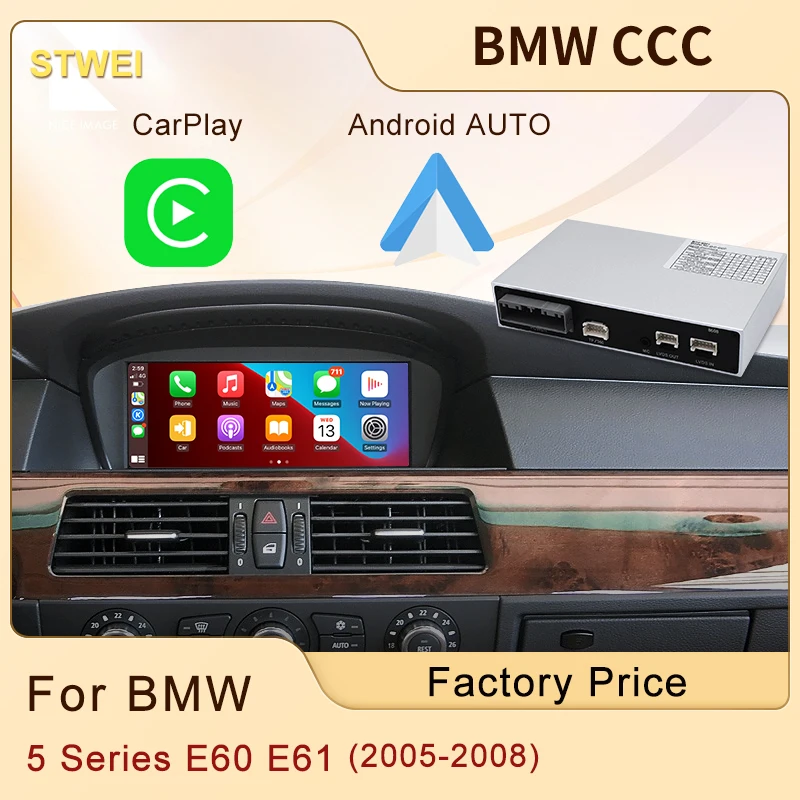 무선 애플 카플레이 모듈 박스, BMW CCC 5 시리즈 E60 E61 2005-2008 카플레이, 안드로이드 자동 미러 링크, 전면 후면 카메라