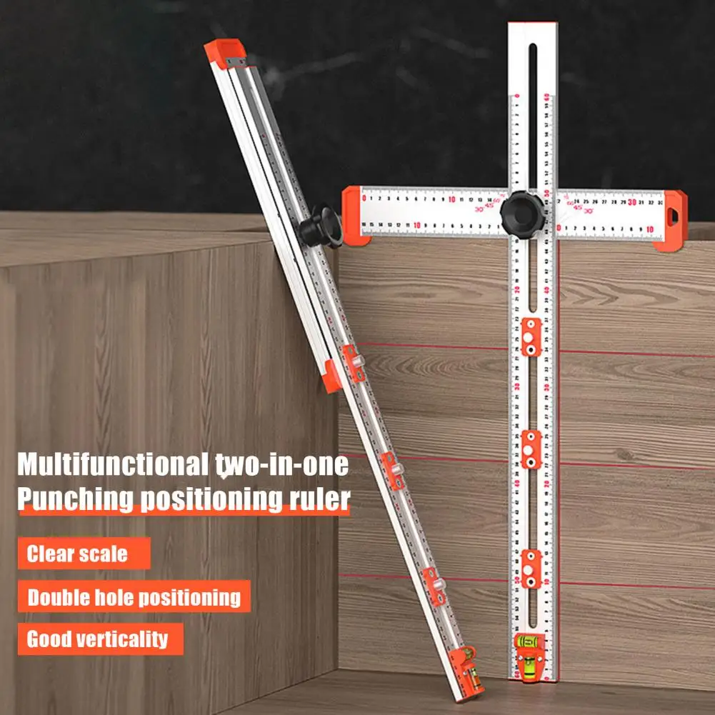 

Multifunctional Measuring Tool Adjustable Length Woodworking Drilling Positioning Ruler with Accurate for Diy for Precision