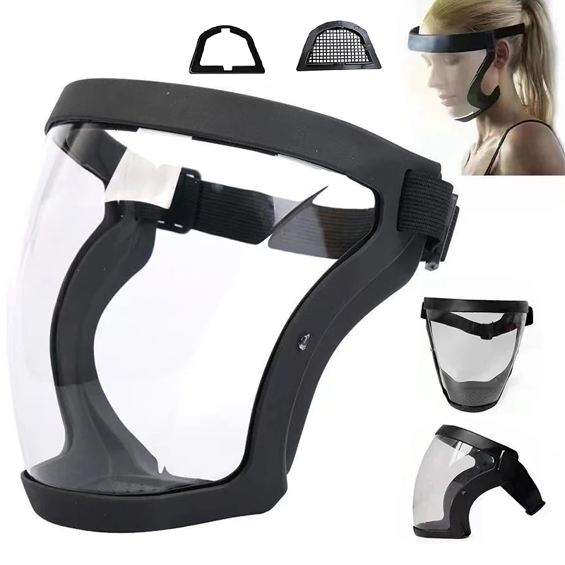 Full Face Shield Transparent Mask Safety Protective Cover Screen Visors Dust WindProof Anti-Fog Kitchen Tools With Filter