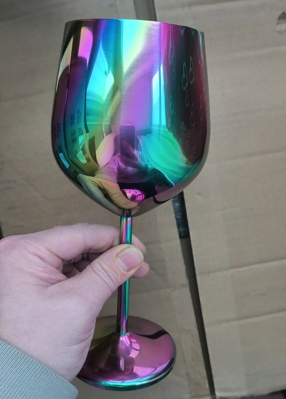 Gradient color 500ml 304# stainless steel single layer goblet red wine cup
