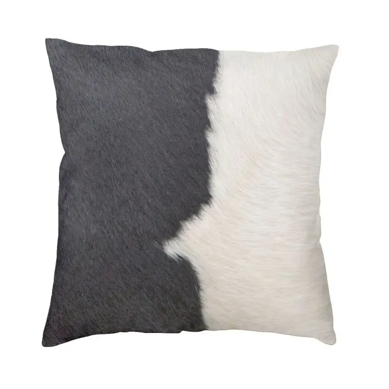 Luxury Cowhide Patch Cushion Cover 40x40cm Animal Skin Fur Leather Texture Pillow Case Sofa Pillowcase Living Room Decoration