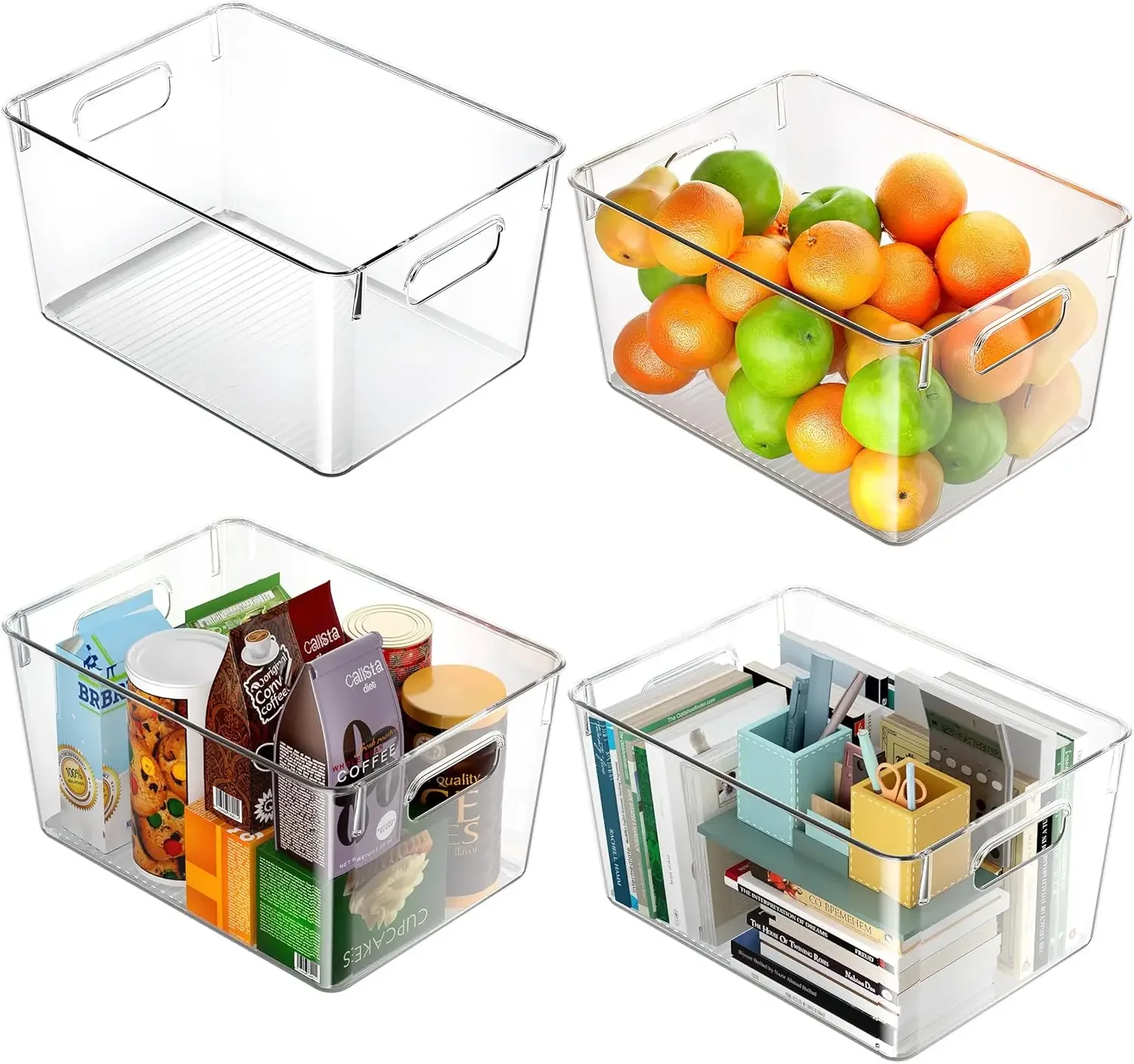 

Clear Plastic Storage Bins, Food Storage Bins for Refrigerator, Freezer,Kitchen, Countertops, Cabinet, Closet,Bathroom Under Sin