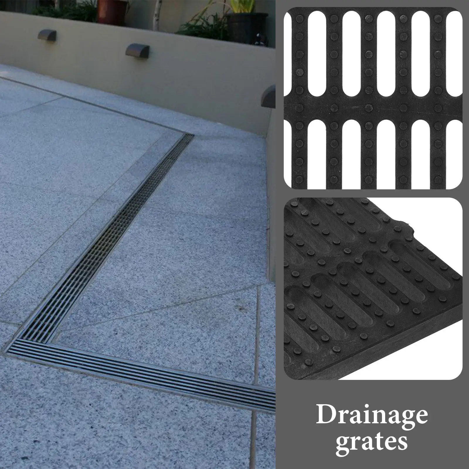 Outdoor Plastic Drain Grate Sturdy Sewer Drain Cover Rectangular Hollow Grid Drainage Grate for Kitchen Garage Basement Outdoor