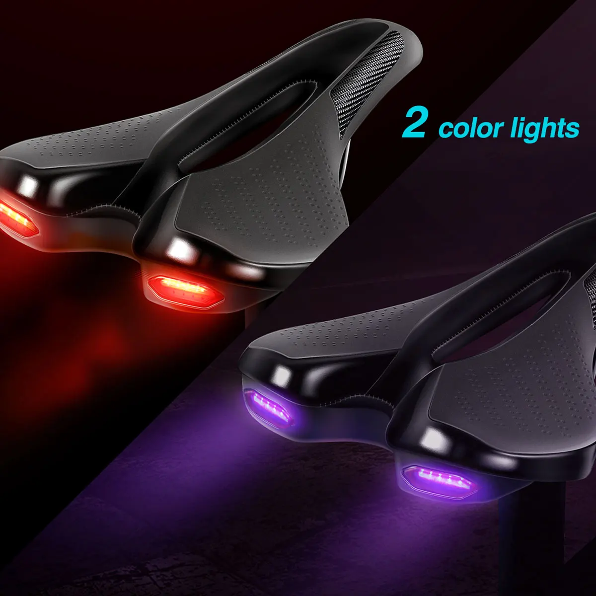 Road Bike Saddle MTB Bicycle Seat With Warning Taillight USB Charging Mountain Cycling Racing PU Breathable Soft Seat Cushion