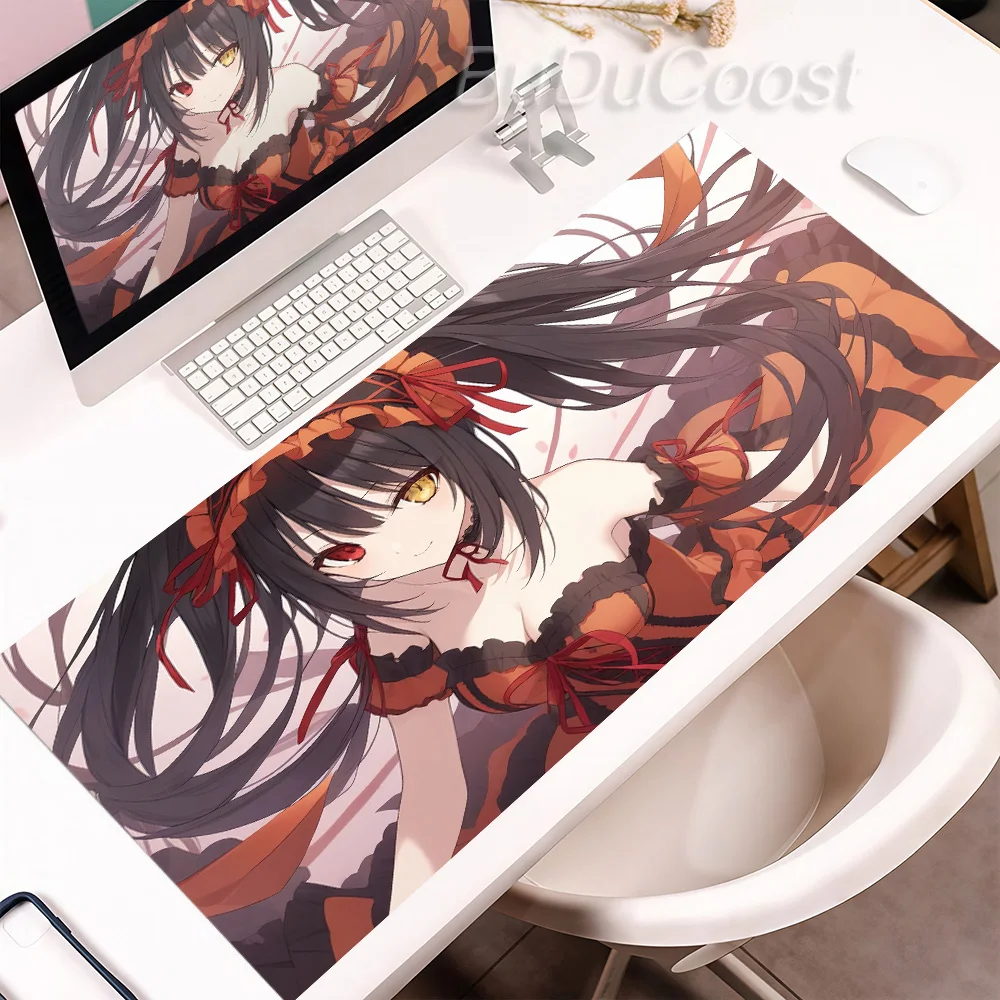 Anime Girl Tokisaki Kurumi Mousepad Rubber Anti-Slip Locking Edge Tablemat Gaming Mechanical Keyboard Deskpad Office Accessories