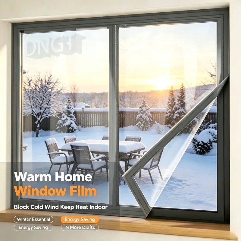 Window Insulation Film, Winter Self Adhesive Thermal Film, Windproof Cold Barrier Window Covering, Film for Home Indoor Windows
