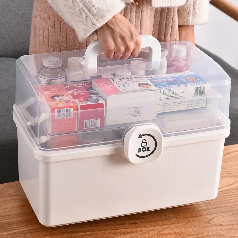 3 Layers Large Capacity Medicine First Aid Kit аптечка Pill Cases Family Emergency Storage Boxes Organizer With Handle Capacity