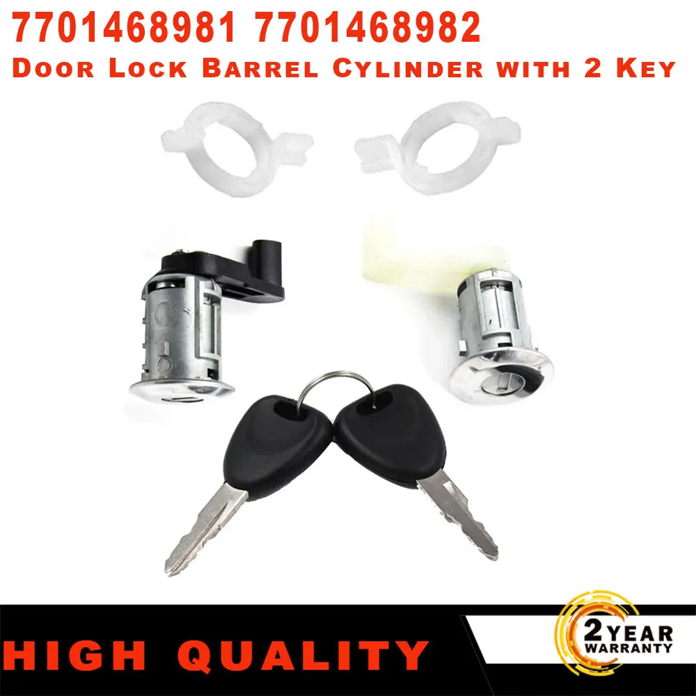 Left+Right OE 7701468981 7701468982 Car Door Lock Barrel Cylinder with 2 Key for Renault Megane Scenic Clio Master