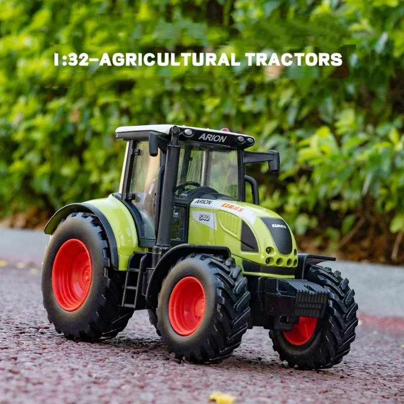 1:32 Alloy Diecast Agricultural Tractor Toy Models Front Wheel Turn Simulated Hydraulic Rod Slide Forward Tractor Toys For Kids