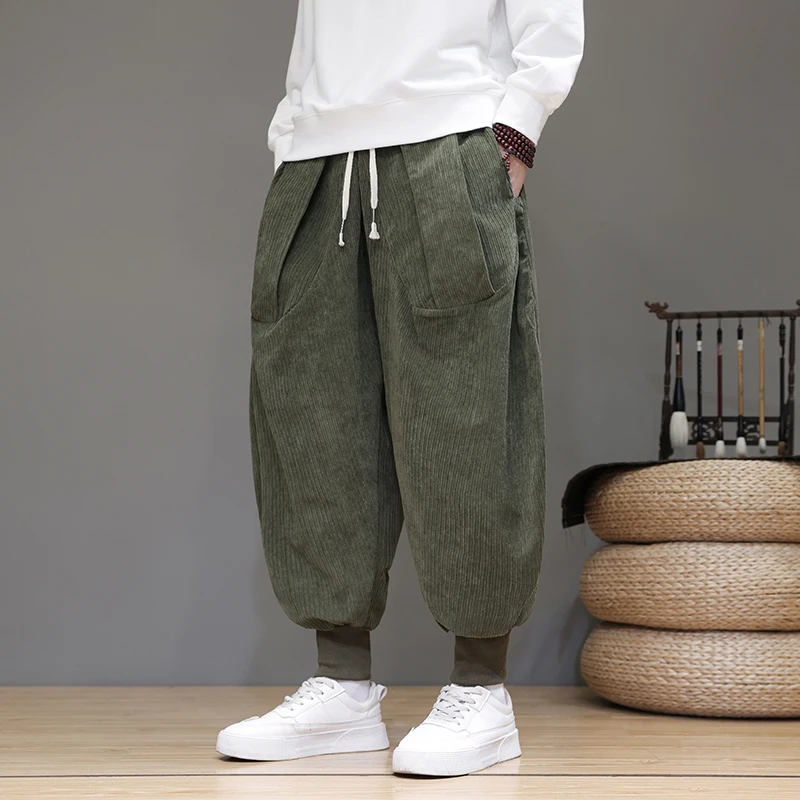 

Corduroy Wide-leg Pants Men Vintage Jogging Loose Pants Male Streetwear Casual Harem Pants Men's Women Trousers Oversized