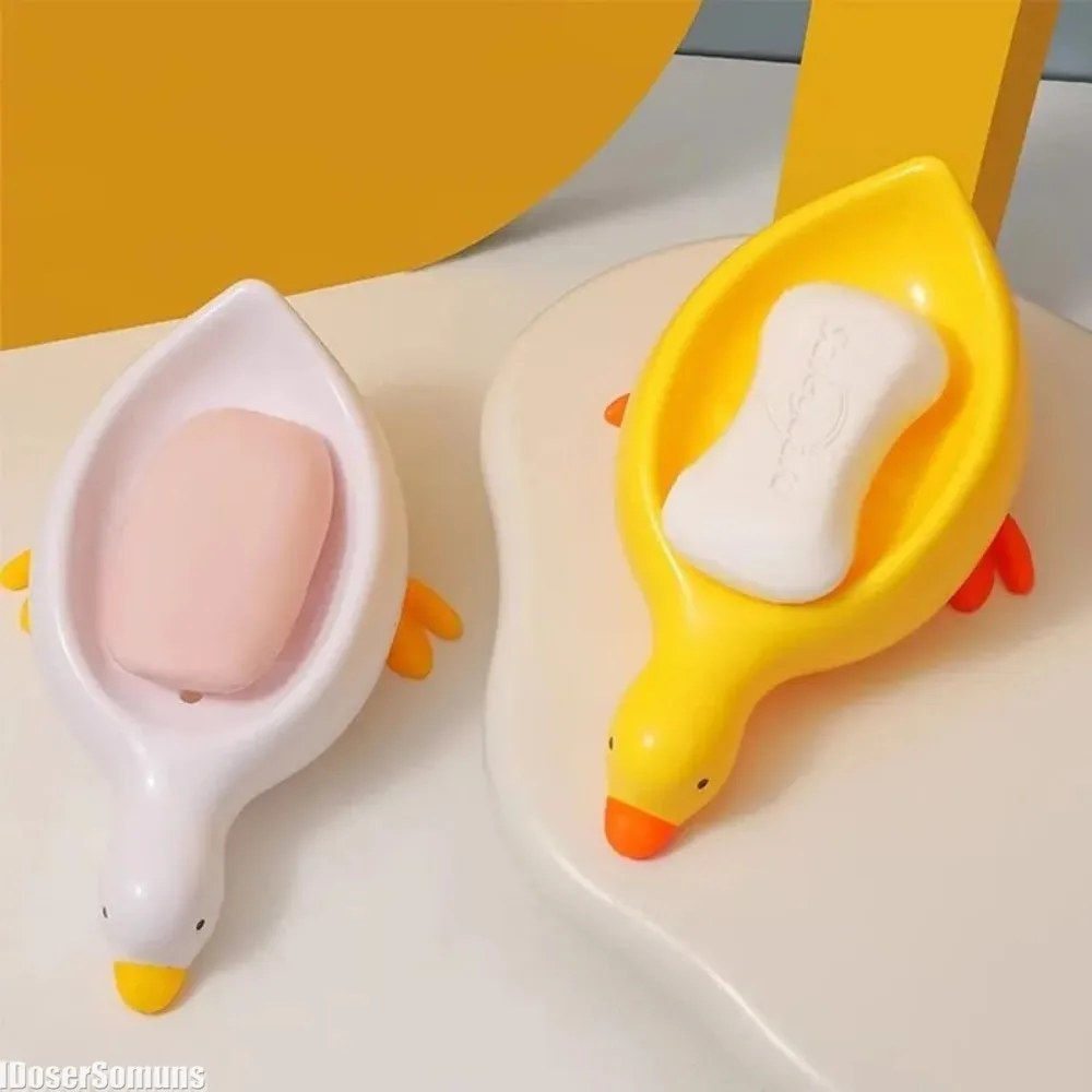 Soap Tray Self-draining Soap Rack Cute Duck-shaped Creative Rack for Shower Bathroom Kitchen Tub Sink Tray Bracket Bathroom