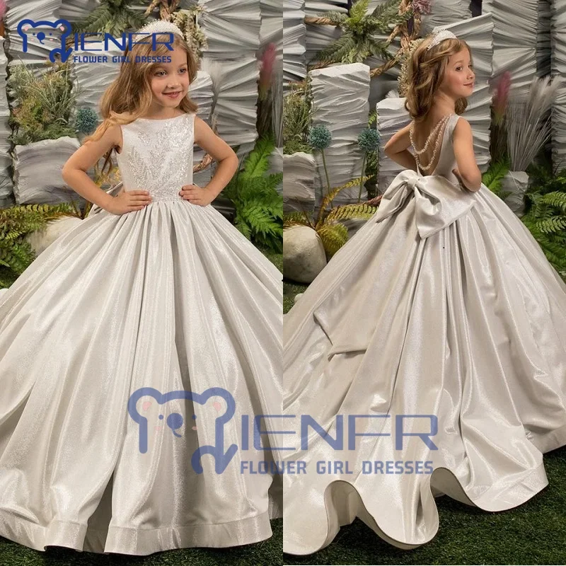 Flower Girl Dresses O-Neck Floor-Length Sleeveless A-LINE Children's Birthday Party Wedding Christmas Special Occasion Taffeta