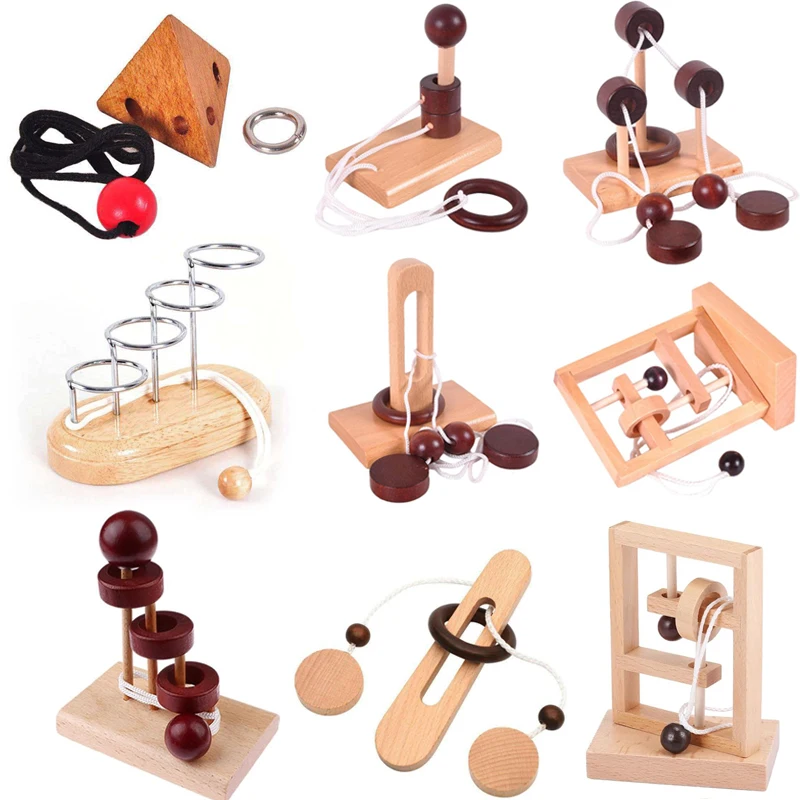 

Classic Rope Ring Puzzles String Solution Central Wooden Brain Teaser Toys For Kids Adults Problem Solving Fun Challenge