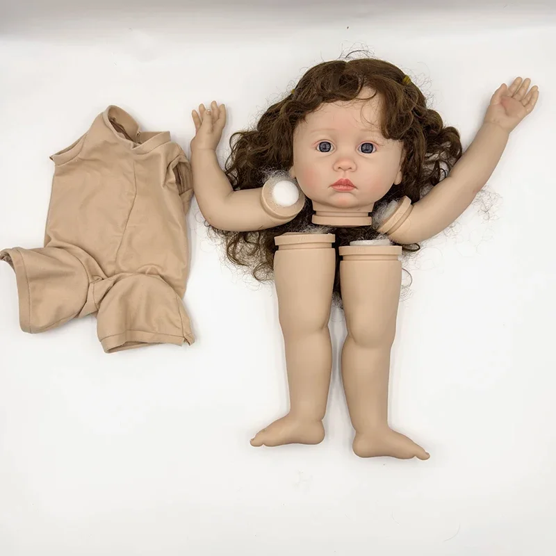 24inch Julieta Lifelike Unfinished Reborn Doll kit painted DIY Toy Doll parts with Hand Rooted Long hair