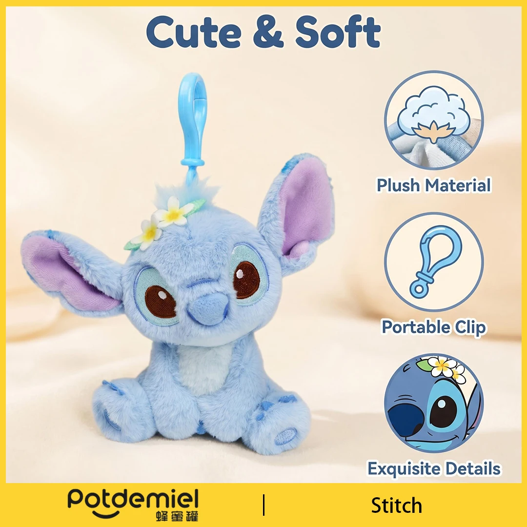 Potdemiel Disney Stitch Plush Keychain Soft Toy Handbag Pendant Anime Backpack Ornament Men Women Fans Kids Gift Collectible