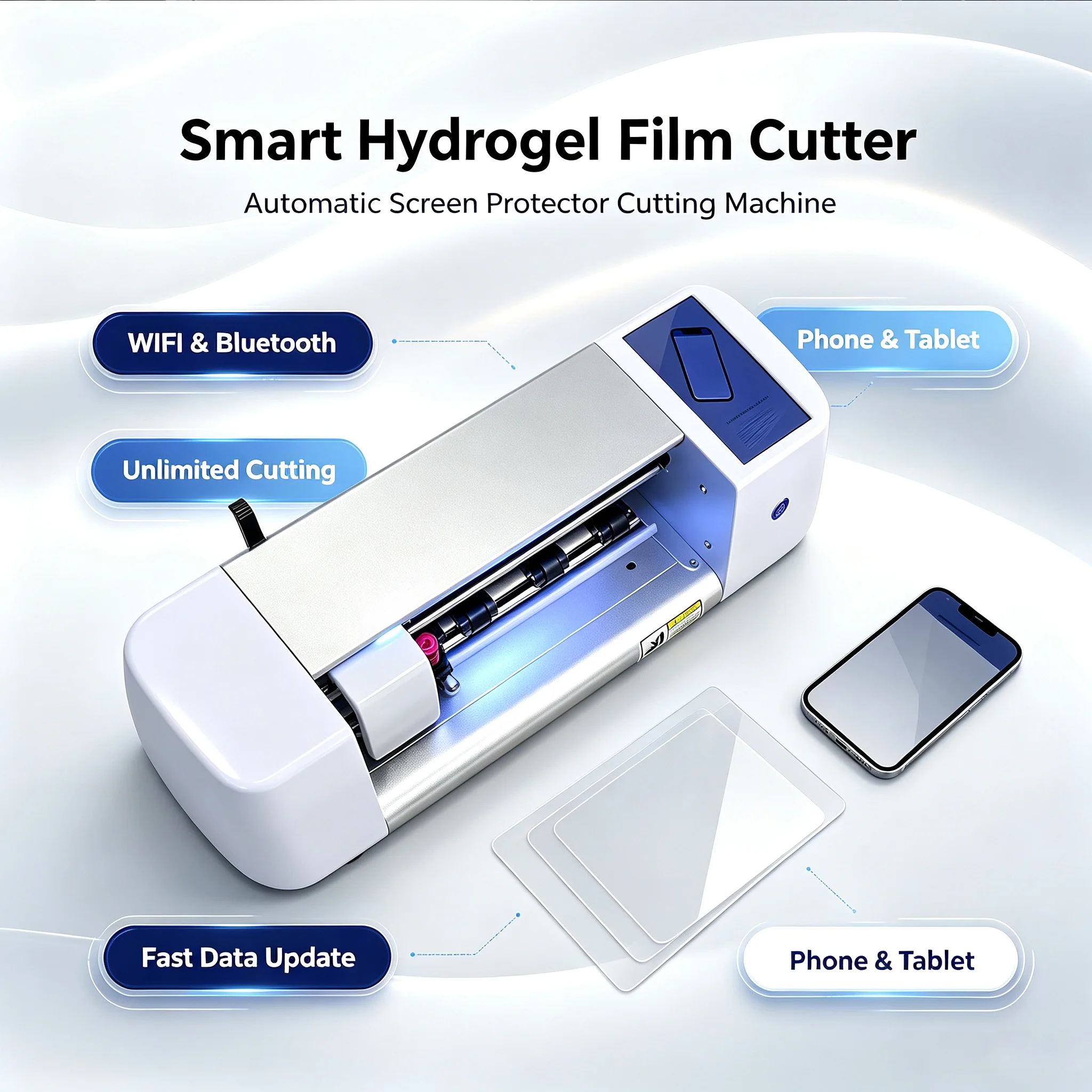 Screen Protector Cutter - Intelligenter Filmschneider, Hydrogel-Folien-Schneidemaschine, Unbegrenztes WLAN, Bluetooth