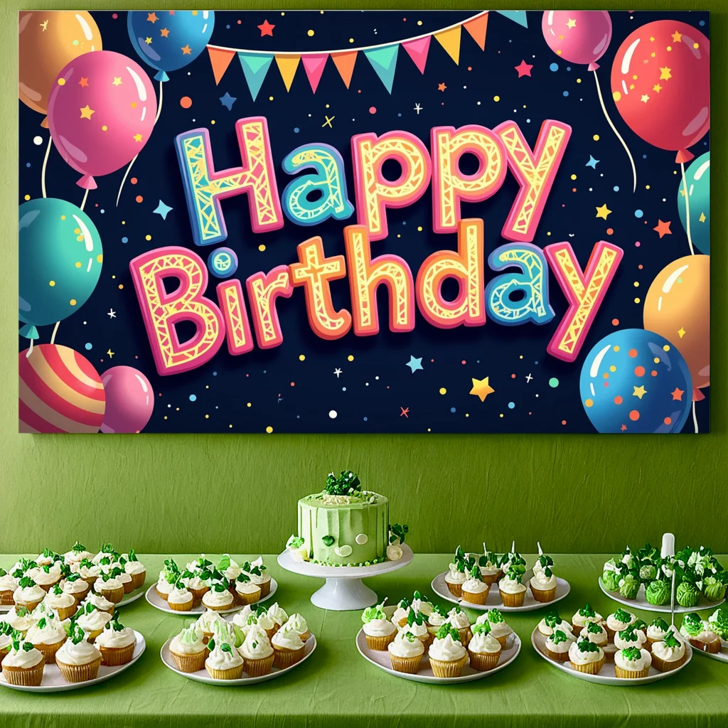 Birthday Backdrop Banner Party Decor Event Background Festive Setting Kids Event Birthday Party Supplies Balloon Garland