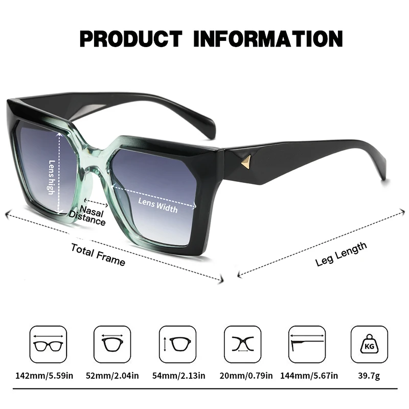 JUNCTURE, gafas de sol a la moda para mujer, gafas de sol con montura grande y gradiente para mujer, regalos para fiestas y vacaciones, gafas de sol para mujer