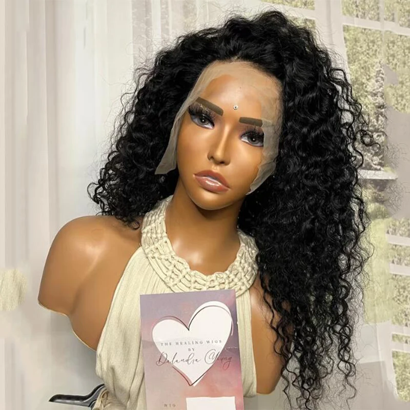 

Middle Part 26inch 180Density Soft Glueless Kinky Curly Long Deep Lace Front Wigs For Balck Women Babyhair PrePlucked Daily Wear