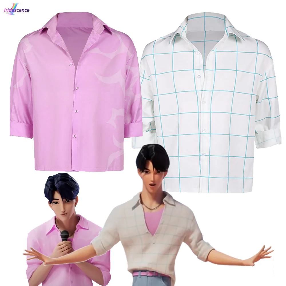 

Kpop Demon Hunters Saja Boys Jinu Plaid Shirt Pink Shirt Cosplay Costumes Group Idol Daily dressing Roleplay Halloween Carnival