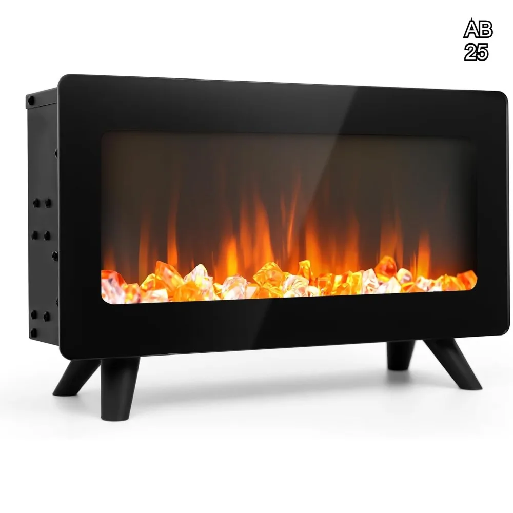 

16-дюймовый напольный электрический камин с реалистичным 3D-эффектом пламени, инфракрасным обогревом, мощностью 750/1500 Вт, защитой от перегрева