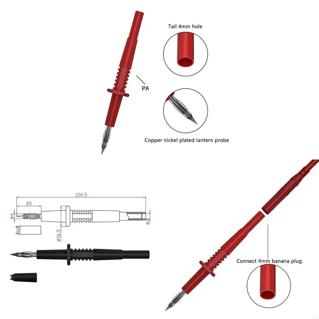 G92C Precisions 4mm Head Test Probes Multimeter Probes Electrical Measurement Tool for Electricians & Engineers