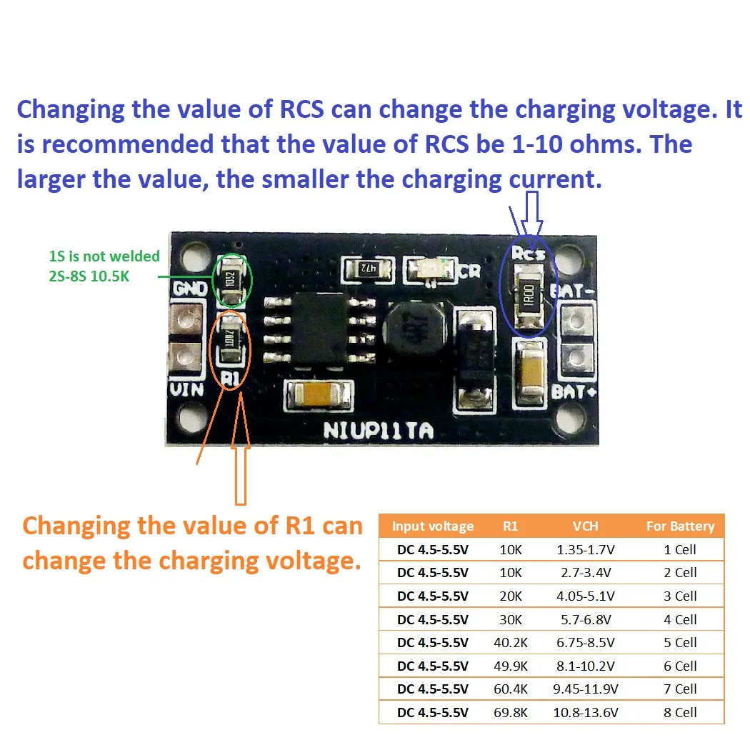 NIUP11TA NiMH NiCd Battery Dedicated Charger Charging Module Board 1-8 Cell 1.2V 2.4V 3.6V 4.8V 6V 7.2V 8.4V 9.6V