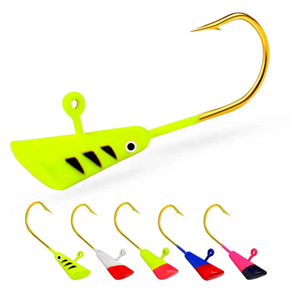 5Pcs/Set Jig Head Hook Sharp Bright Color Soft Worm Lure Jig Hooks Kit Soft Lure Worm Barb Fishhook Kits Fish Hook Fishhooks