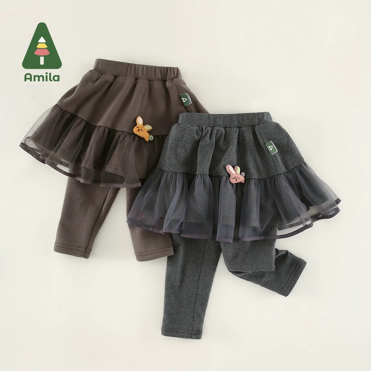 Amila Baby Girl Pant 2024 Autumn Winter New Girls Casual Versatile Princess Mesh Skirt Pants Fashion Children Clothes